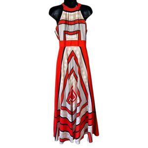 Eliza J Scarf Print Crepe de Chine Fit & Flare Sleeveless Maxi Dress